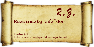 Ruzsinszky Zádor névjegykártya